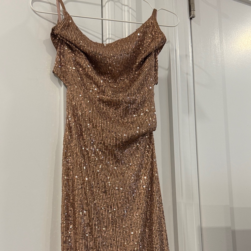 Elegant Sequin Bronze Dress
